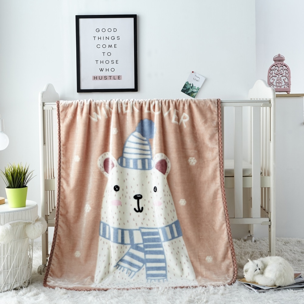 JML Super Soft Silky Baby Blanket 41" x 54" White Bear