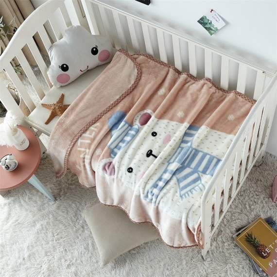 JML Super Soft Silky Baby Blanket 41" x 54" White Bear