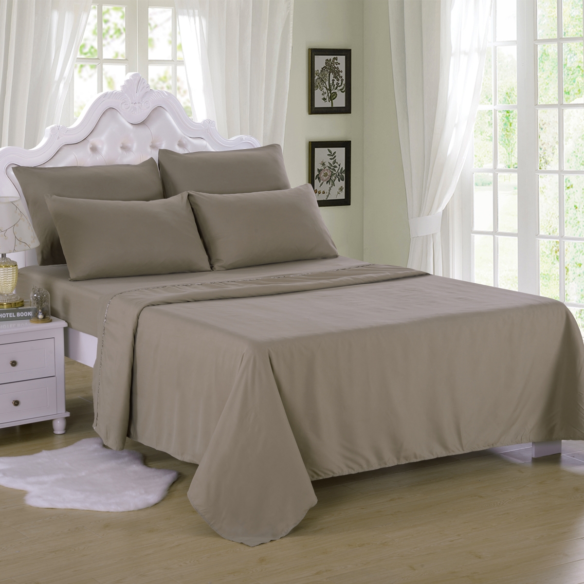 6 Piece Bed Sheet Set Brushed Microfiber Twin/Full/Queen/King Olive