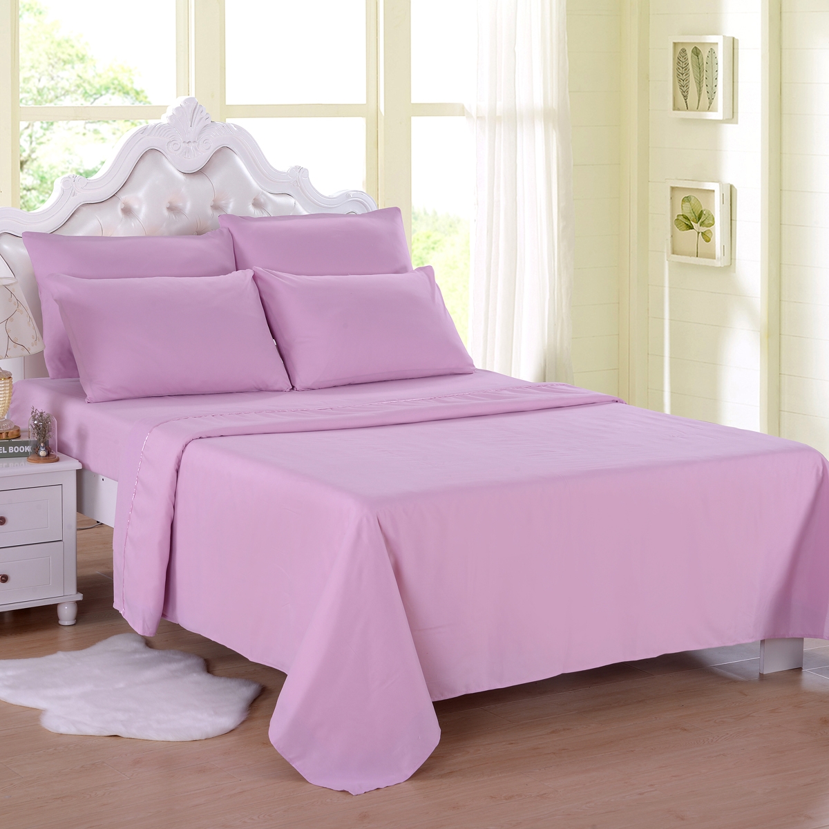 6 Piece Bed Sheet Set Brushed Microfiber Twin/Full/Queen/King Pink