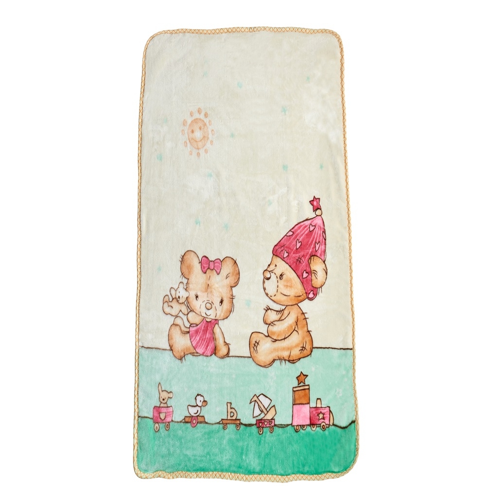 JML Super Soft Silky Baby Blanket 41" x 54" Two Bears