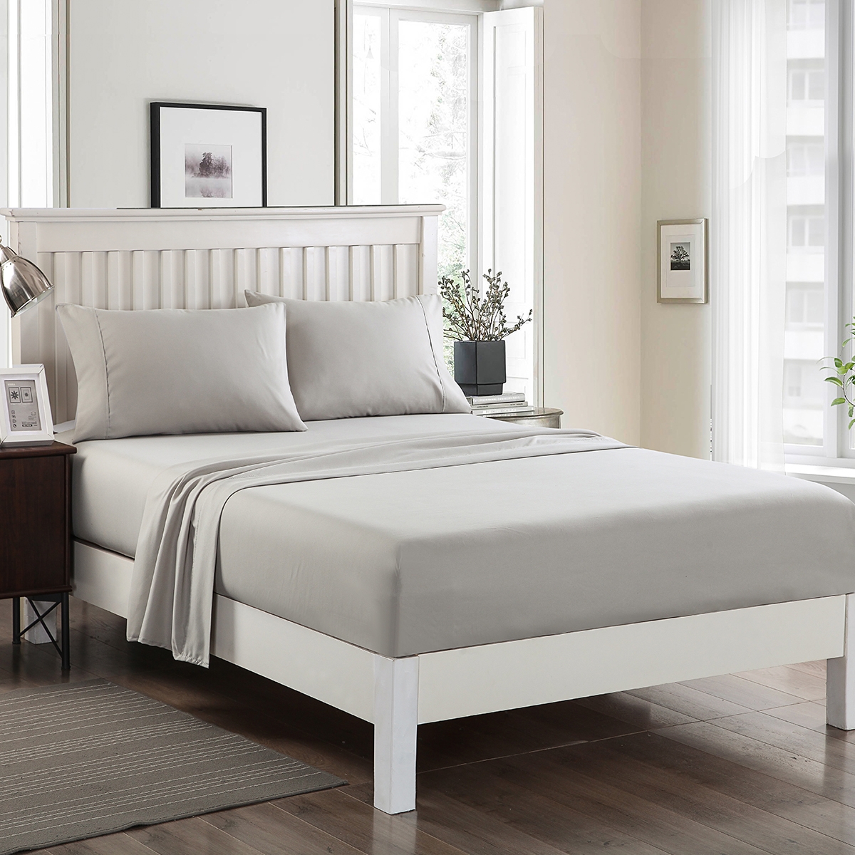 4 piece bed sheet set Soft Wrinkle & Fade Resistant Twin/Full/Queen/King gray