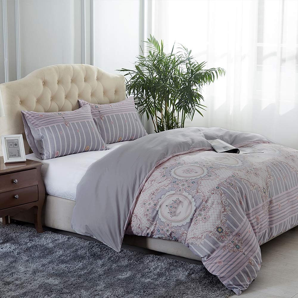 3 Piece Duvet Cover Set Brushed Microfiber Printed Reversible Queen/King Bohemian