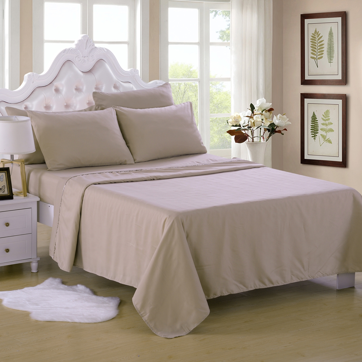6 Piece Bed Sheet Set Brushed Microfiber Twin/Full/Queen/King Tapue