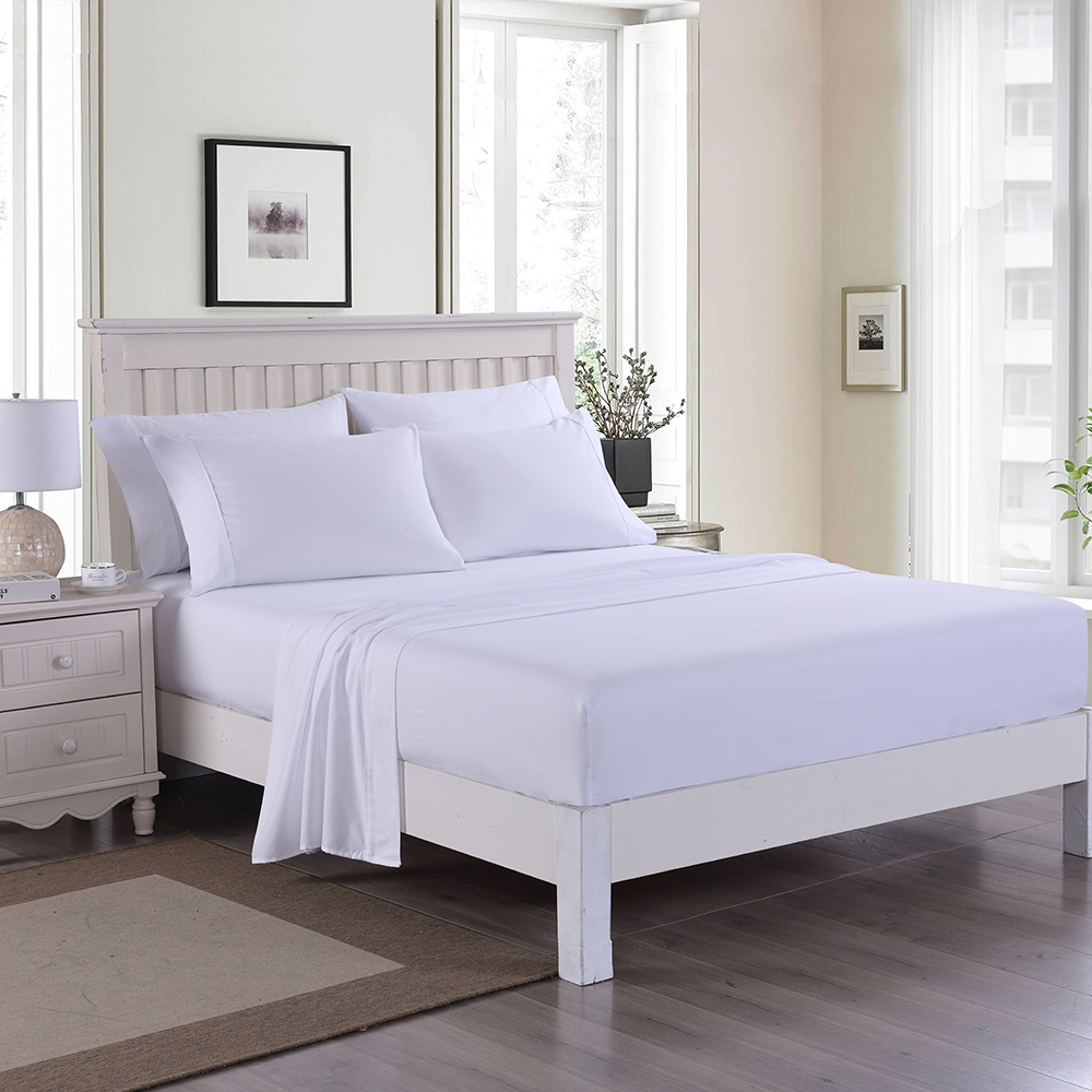 6 Piece Bed Sheet Set Brushed Microfiber Twin/Full/Queen/King White