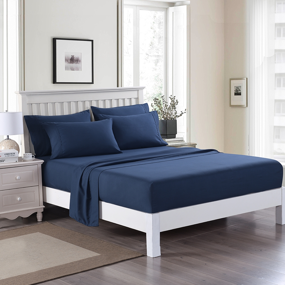 6 Piece Bed Sheet Set Brushed Microfiber Twin/Full/Queen/King Navy
