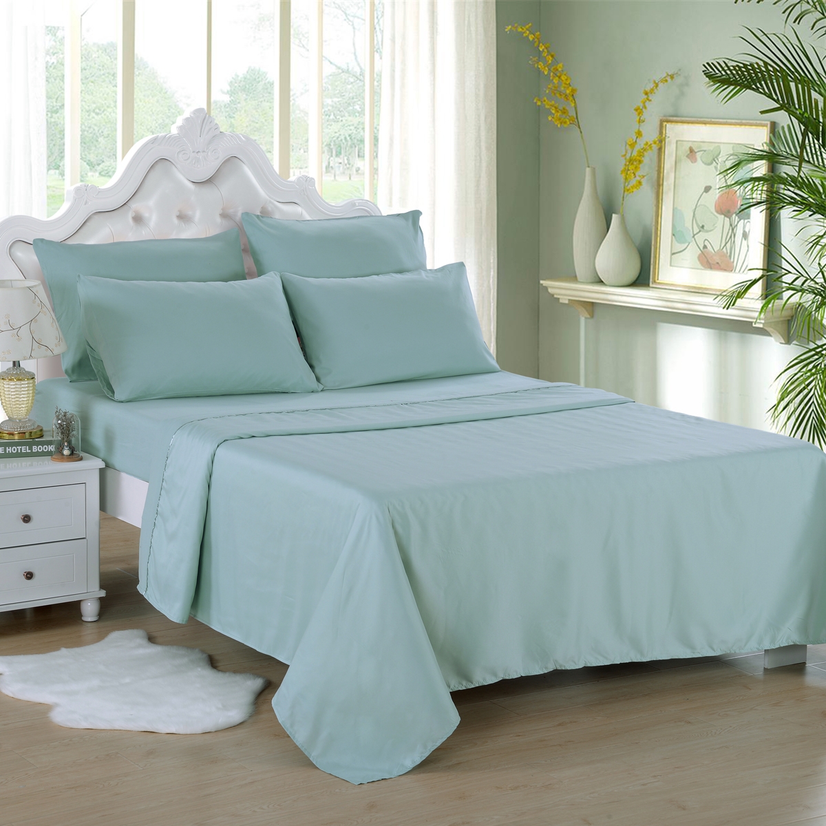 6 Piece Bed Sheet Set Brushed Microfiber Twin/Full/Queen/King Pool